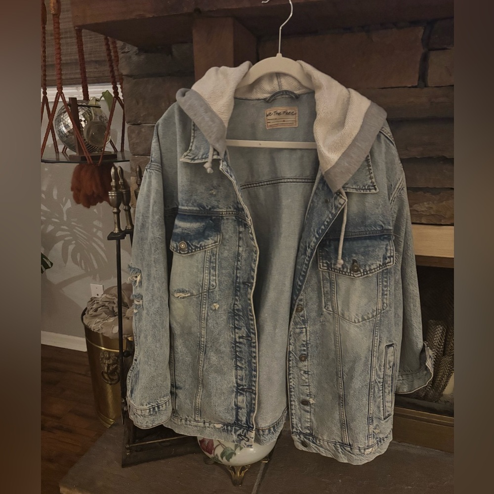 We The Free Oversized Hooded Jean Jacket- XL